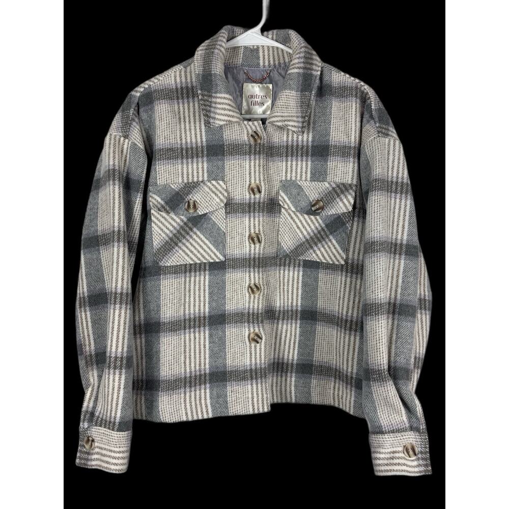 Autres Filles Women’s Plaid Fleece Button Up Shirt Jacket Coat Size Large